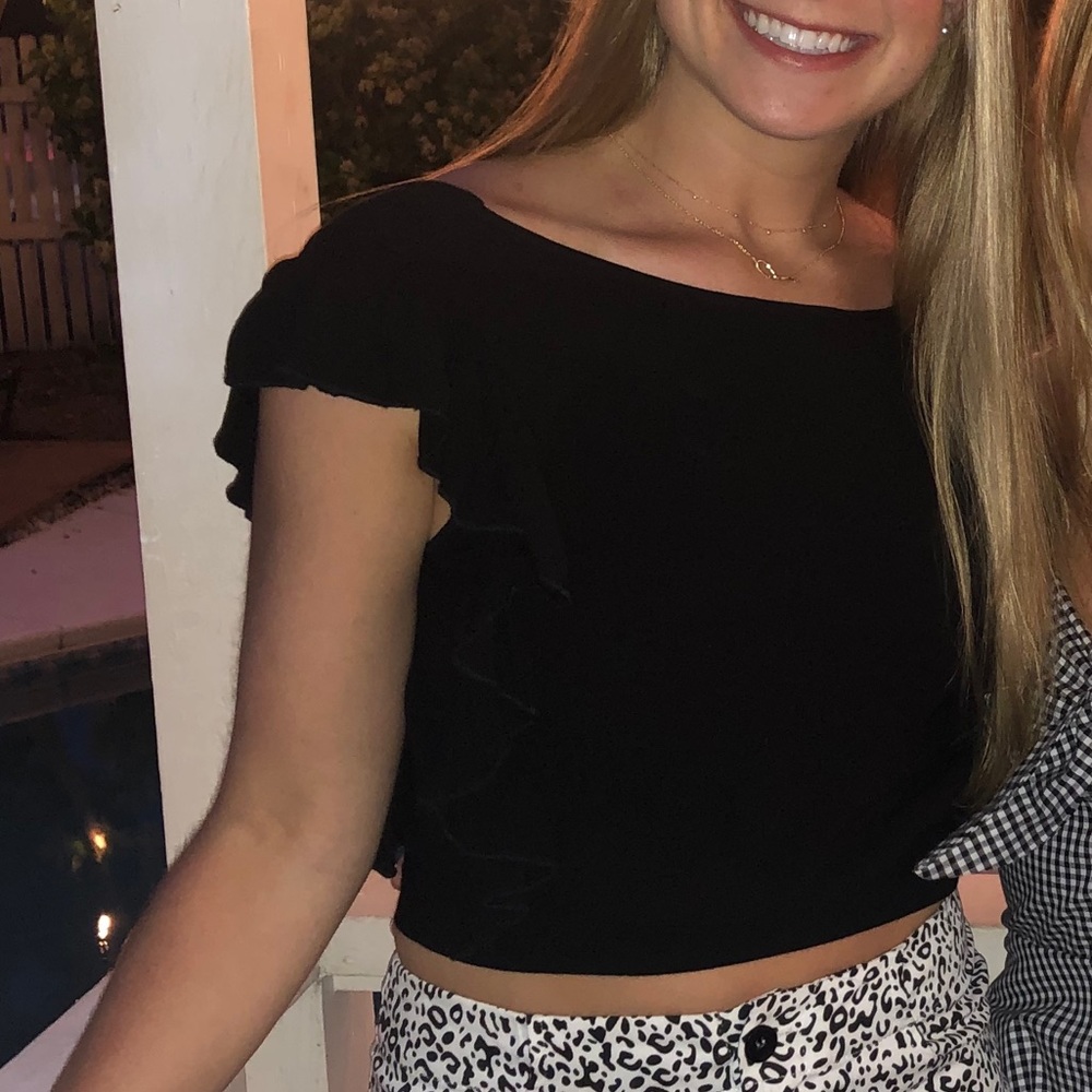 Black open back top